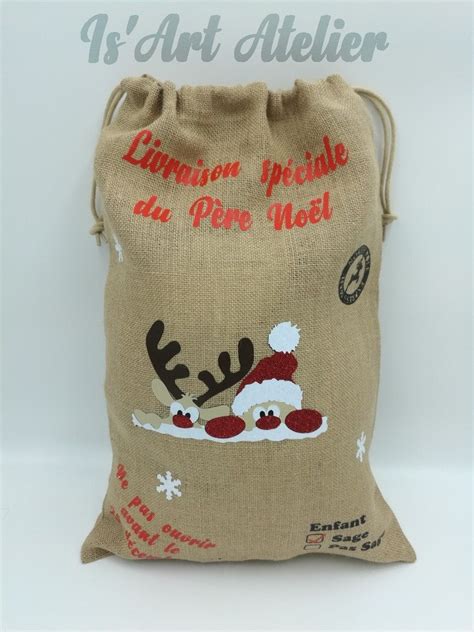 imitation sac du père noel en toile de jute